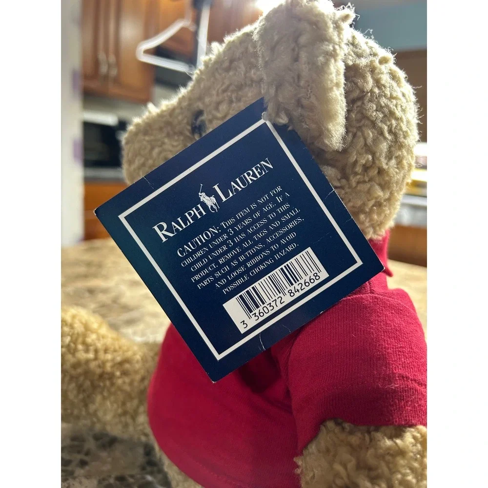 Ralph Lauren Teddy Bear Plush Red Polo Shirt Collectible 11 inch